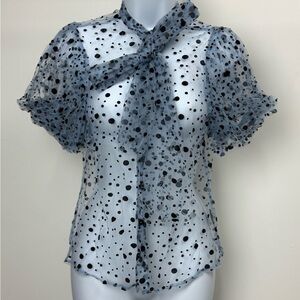 Haute Monde Black and White Polka Dot Sheer Blouse